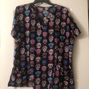 Sugar Skull Scrub Top